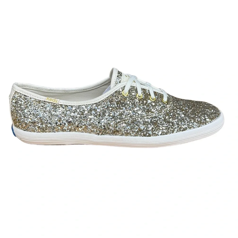 Keds for Kate Spade CH KS Platinum Gold Glitter #WF57125 Shoes Sneakers Size 9.5